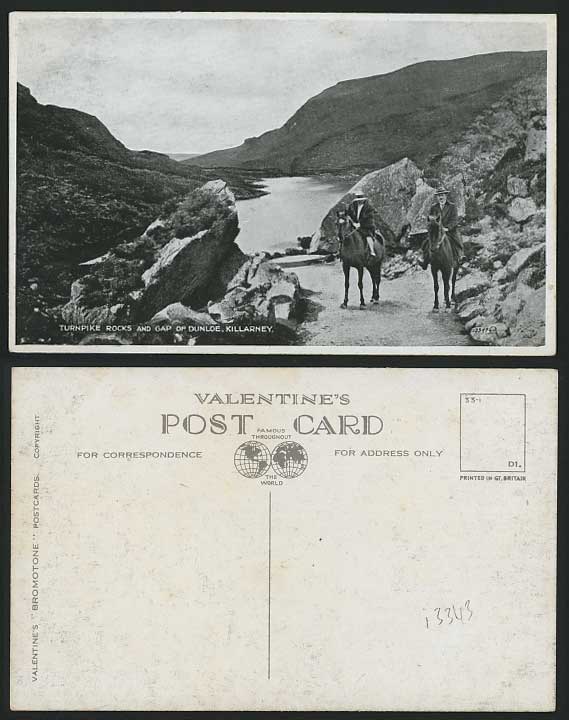 Ireland Old Postcard GAP OF DUNLOE Turnpike Rock HORSES