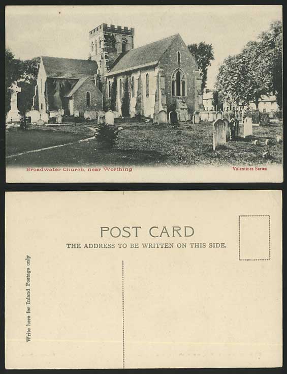 WORTHING - Broadwater Church & Churchyard Old Postcard