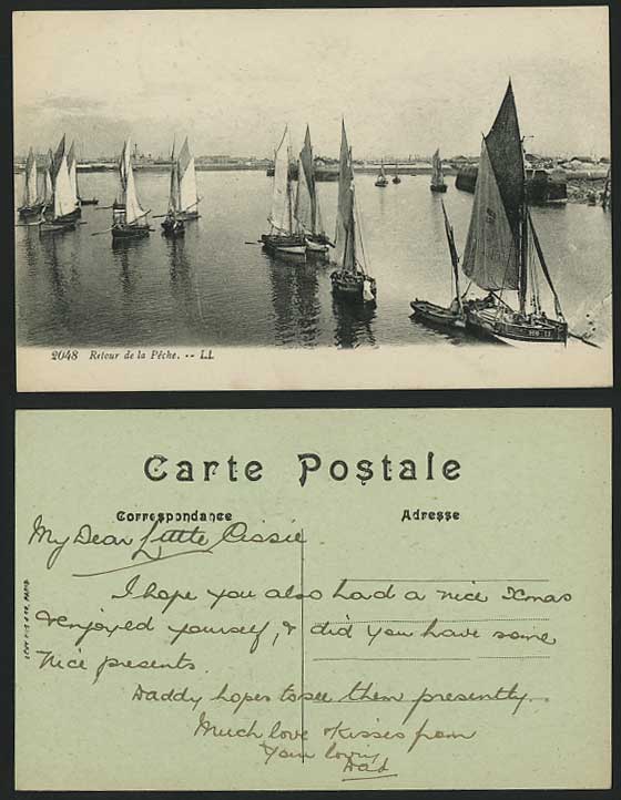 Fishing Sailing Boats Retour la Peche L.L. Old Postcard