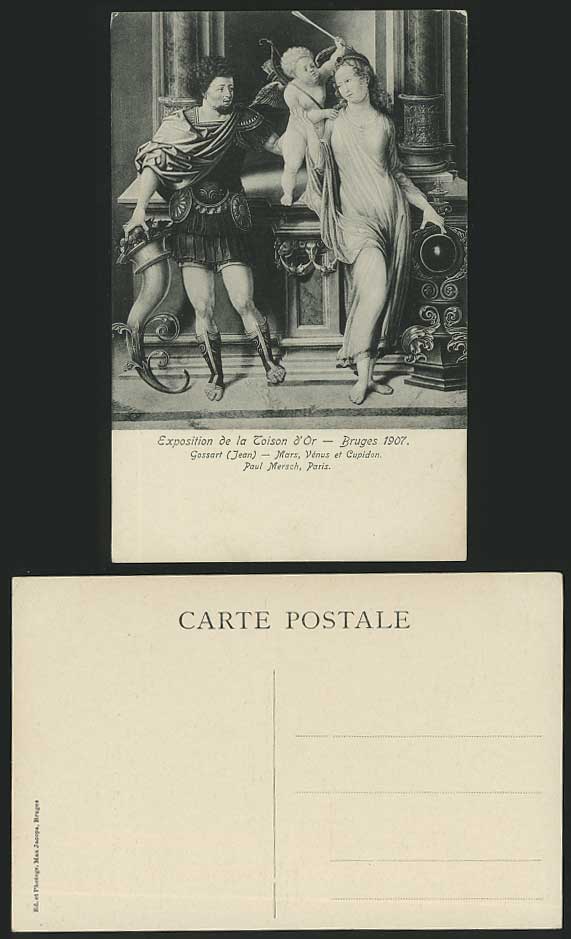 Exhibition Toison d'Or Bruges 1907 Postcard Gossart, Jean, Mars Venus et Cupidon