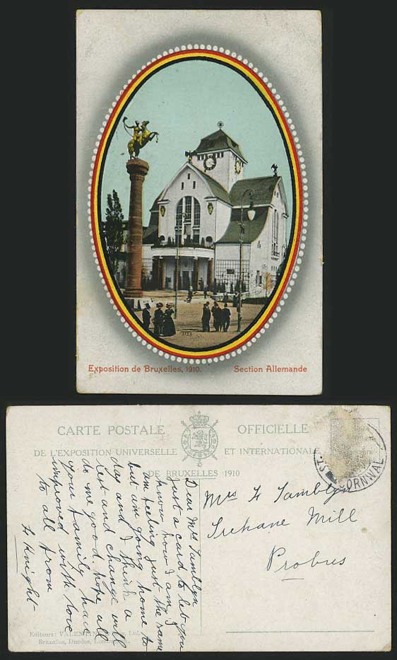 Exposition Bruxelles Exhibition 1910 Postcard German S.