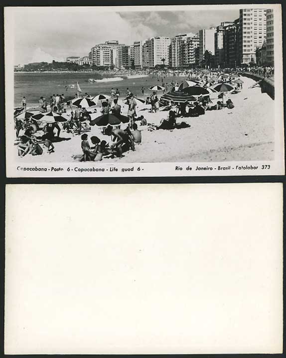 Brazil Brasil Rio de Janeiro Old Postcard Copacabana Posto LIFE GUAD