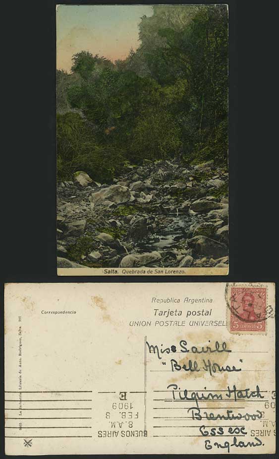 Argentina - Salta Quebrada de San Lorenzo 1909 Postcard