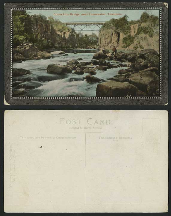 Tasmania Old Postcard Corra Linn Bridge near Launceston