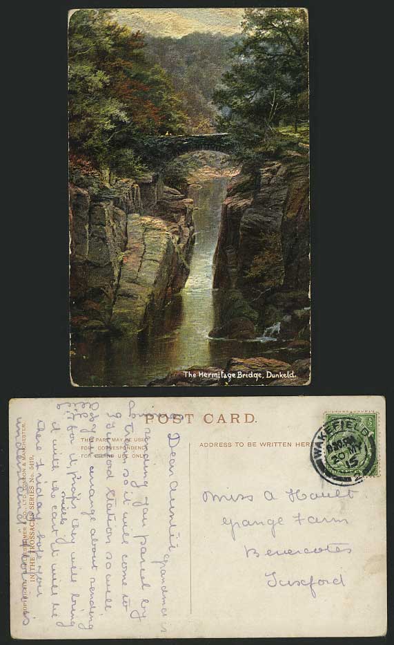 DUNKELD Hermitage Bridge 1915 Old Artist Drawn Postcard