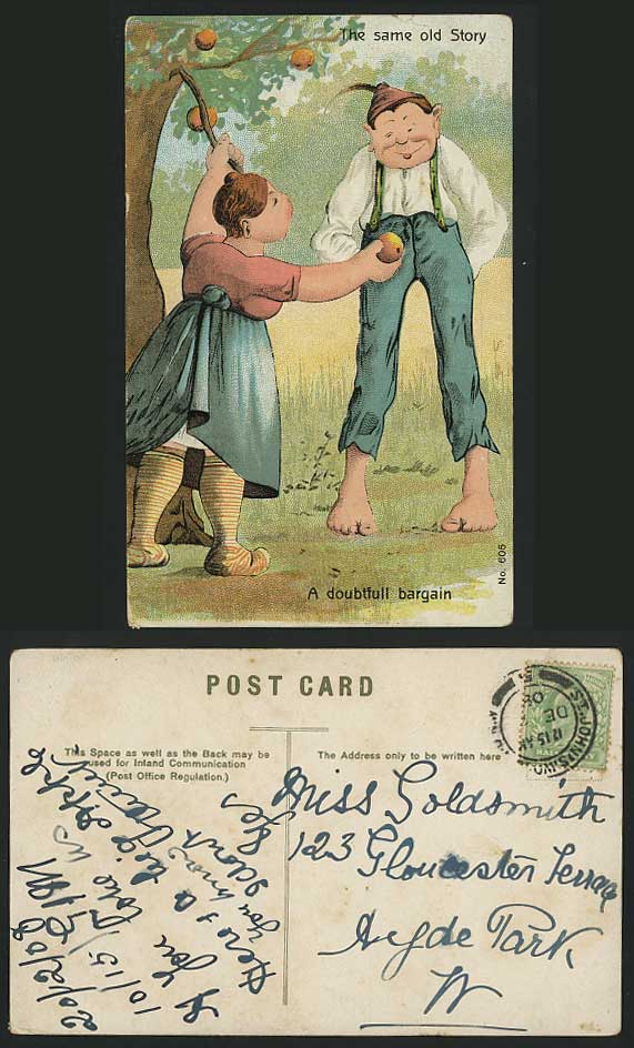 Same Old Story - A Doubtfull Bargain 1908 Old Postcard