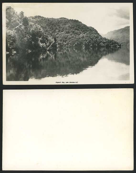 New Zealand Old Real Photo Postcard Royner's Bay, Lake Okataina Panorama