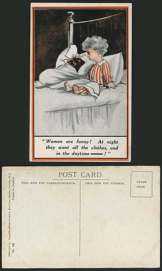 Funny Women They Want all Clothes at Night Old Postcard