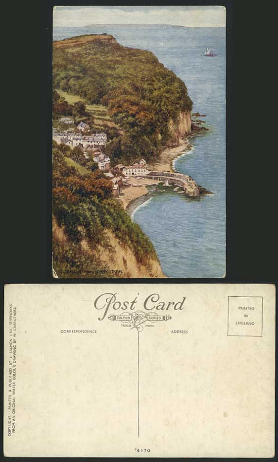 Clovelly Old Postcard CLOVELLY from Hobby Drive Harbour