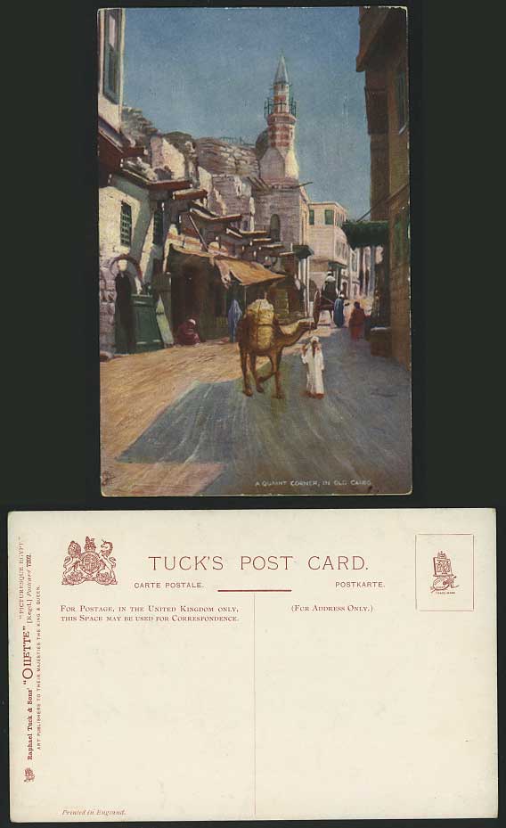 Egypt Old Tuck's Oilette Postcard Quaint Corner in Cairo Street Scene
