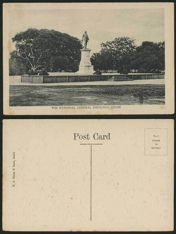 India Old Postcard Memorial of General Nikolson - Delhi