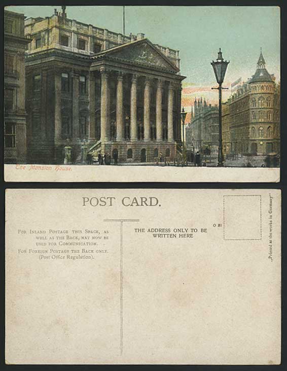 London Old Colour Postcard - THE MANSION HOUSE Building