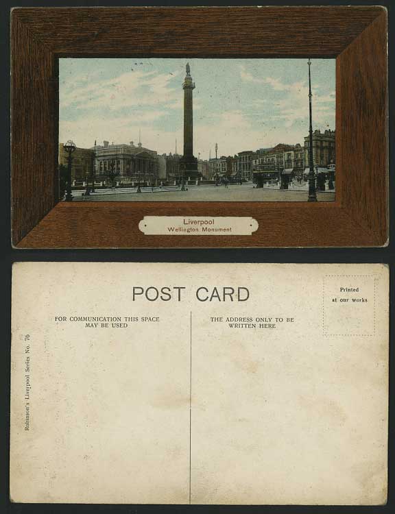 Liverpool Old Postcard Wellington Monument TRAM Tramway