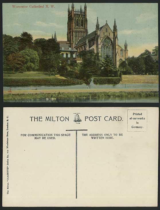 Worcester Cathedral N.W. North West Old Colour Postcard