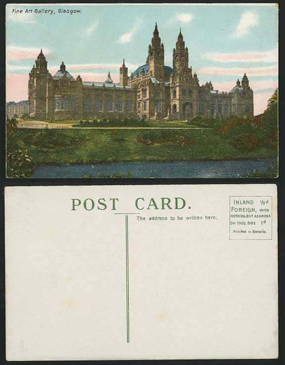 GLASGOW - FINE ART GALLERY Old Colour Postcard Scotland