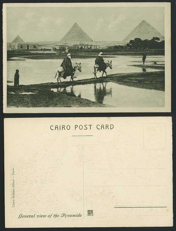 Egypt Old Postcard CAIRO Pyramids Donkeys Donkey Riders