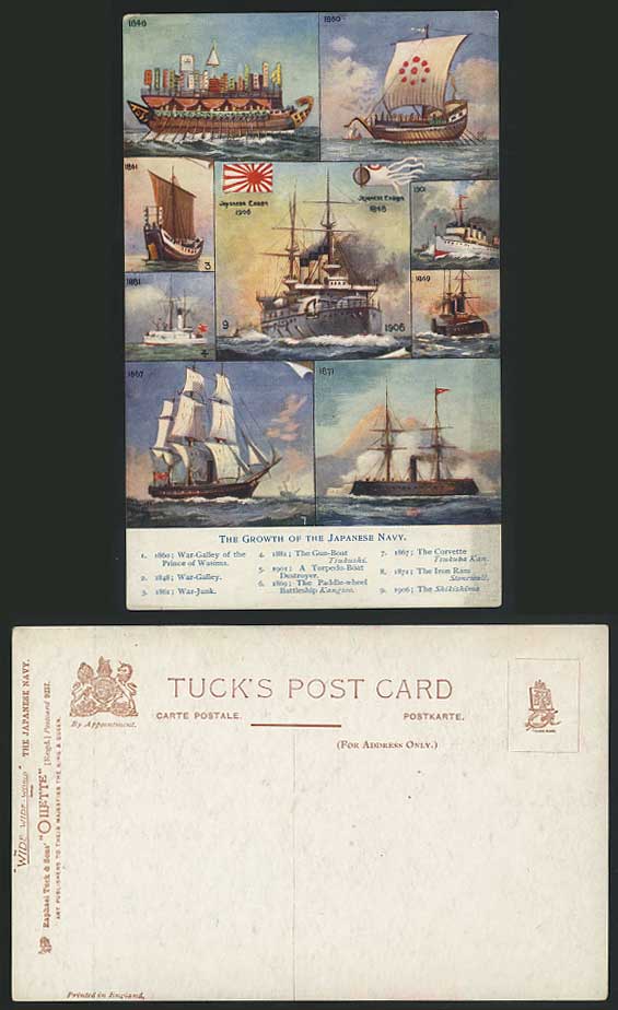 Japan Old Tuck's Oilette Postcard Warship JAPANESE NAVY