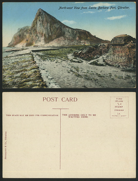 Gibraltar Old Postcard N.E View from SANTA BARBARA FORT