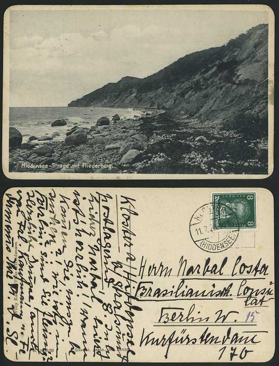 Germany, Hiddensee Strand Fliederberg 1928 Old Postcard