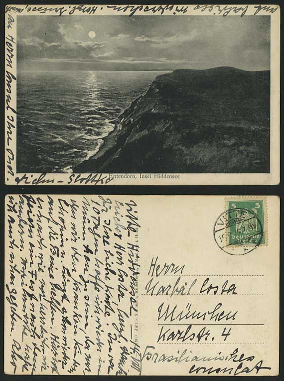 German Insel Hiddensee Entendorn Moon 1924 Old Postcard