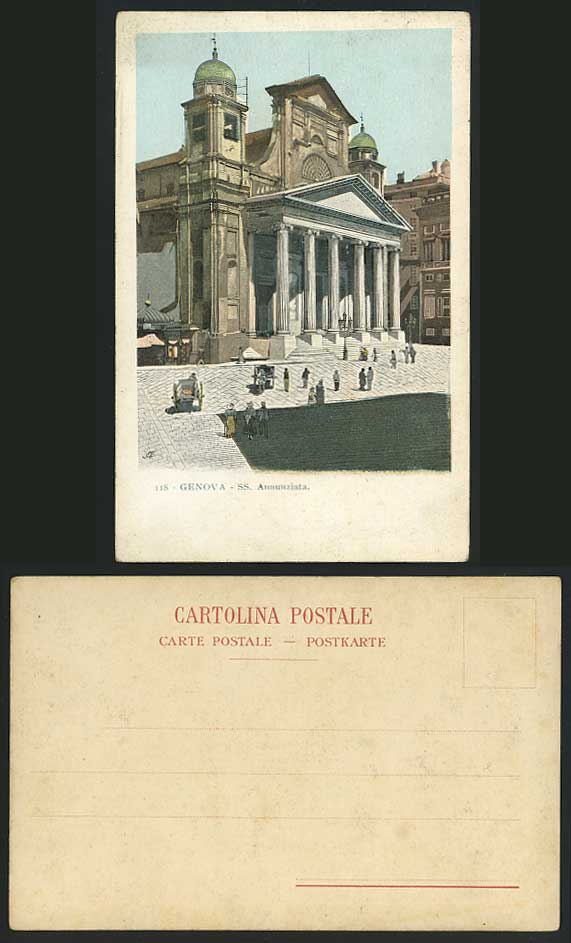Italy Old Art Drawn Postcard Genova Genoa SS Annunziata