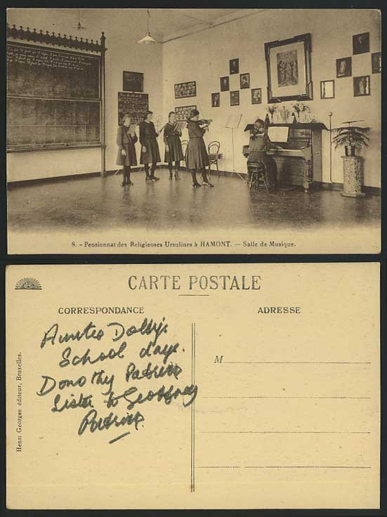 Boarding School Ursuline HAMONT Music Hall Old Postcard