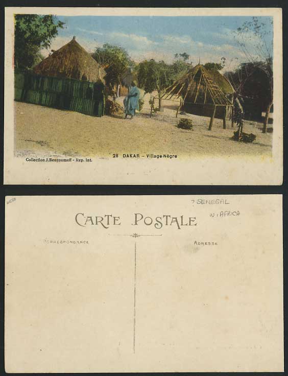 Senegal Old Postcard DAKAR Village Negre & Native Huts