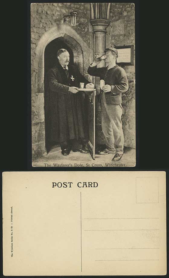 Winchester Old Postcard The Wayfarer's Dole, St. Cross, Priest Offer Bread Drink