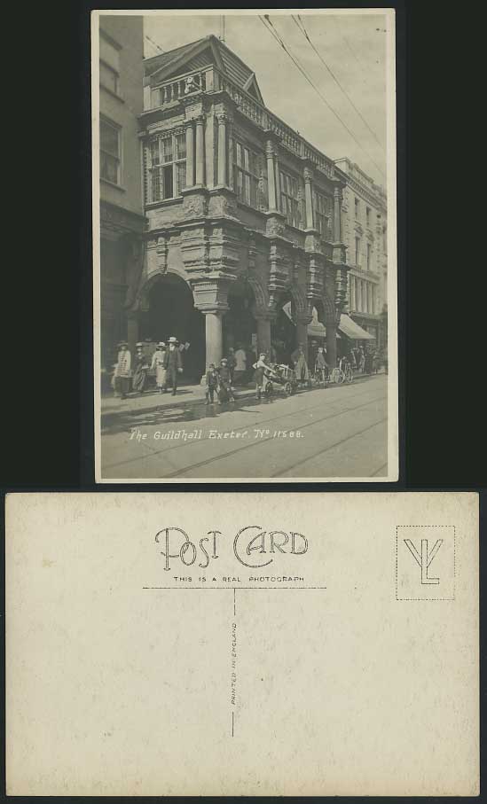 Exeter GUILDHALL Street Bicycle Cart, Boys Old Postcard