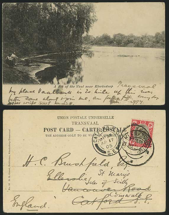 South Africa Bit VAAL near KLERKSDORP 1905 Old Postcard