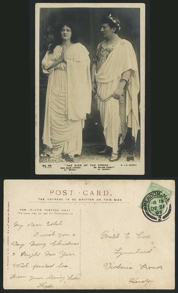 Actor WILSON BARRETT Actress Maud Jeffries Old Postcard