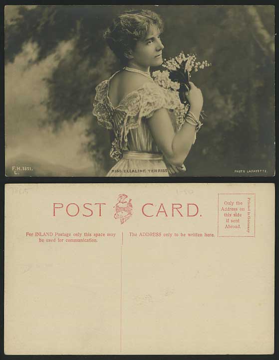 Stage Actress - Miss ELLALINE TERRISS Old R.P. Postcard