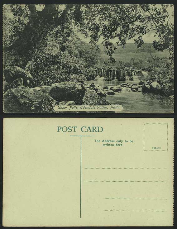 S Africa Old Postcard Upper Falls EDENDALE VALLEY NATAL