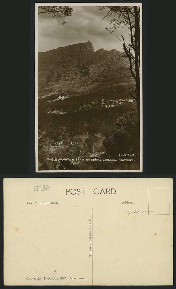 Table Mountain Aerial Cableway Stations Old RP Postcard