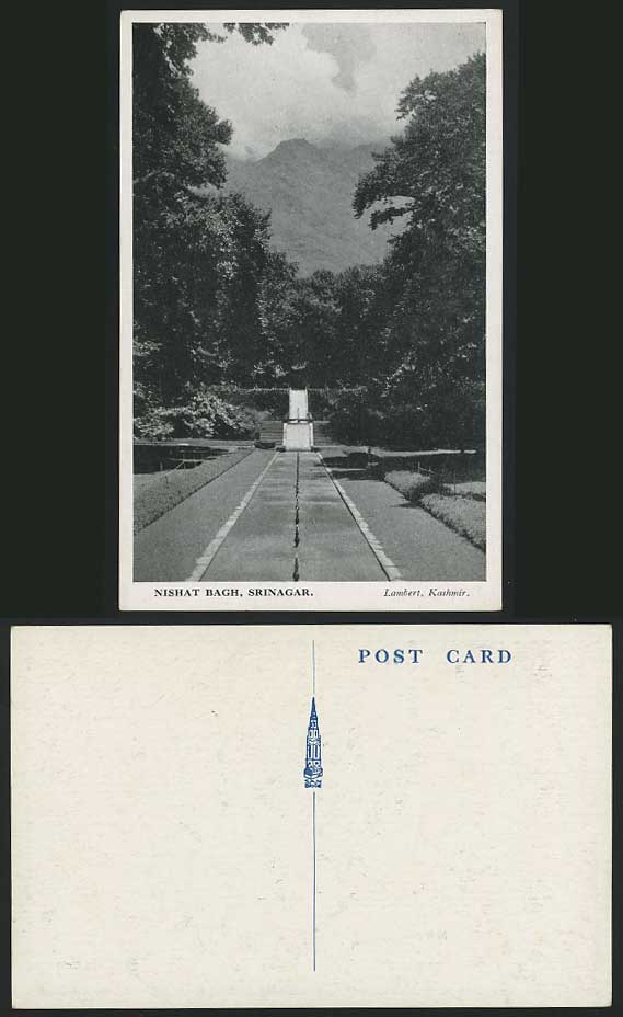 India Old Postcard NISHAT BAGH Srinagar Lambert Kashmir