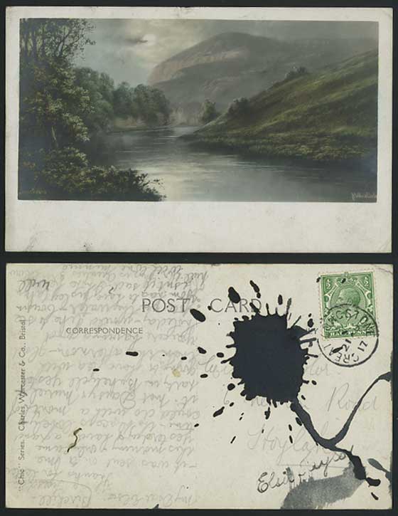 Miller's Dale River Scene 1917 Old Postcard Elmer Keene