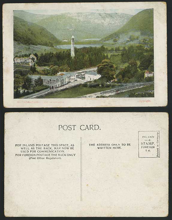 Ireland, Wicklow Old Postcard GLENDALOUGH & Round Tower
