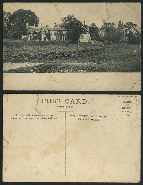 BOLTON ABBEY & RECTORY Frith's Series Old Postcard Ruin