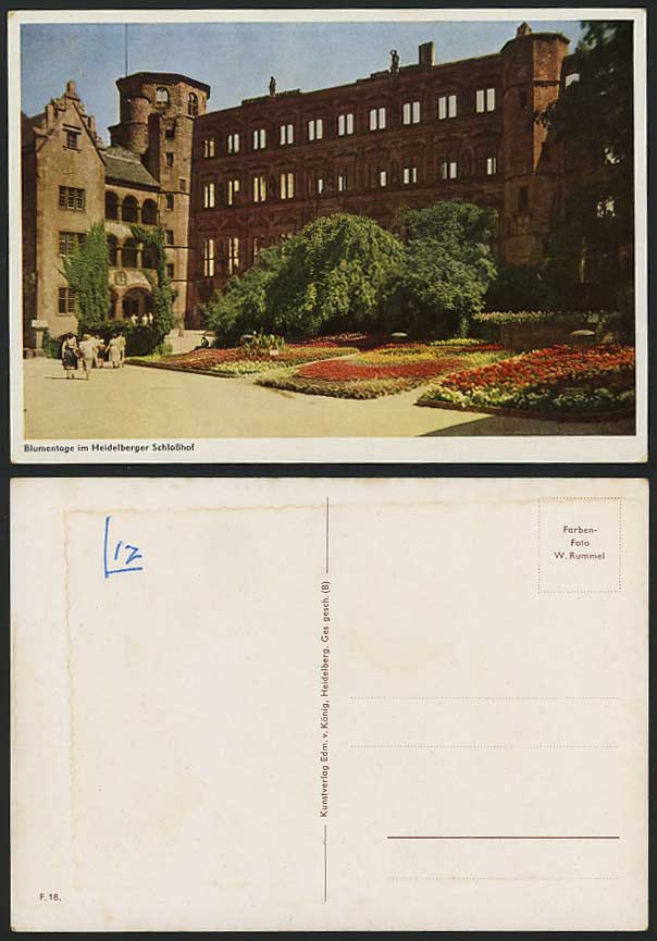 Germany Old Postcard Blumentage HEIDELBERGER Schlosshof