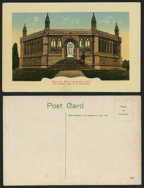 India Old Postcard Cawnpure Memorial Well Angel & Steps