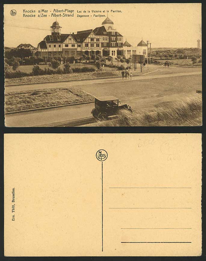 KNOCKE s/Mer Albert Plage Lac Vic Pavilion Old Postcard