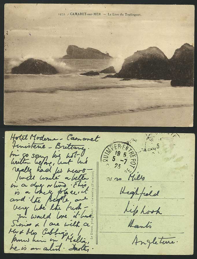 Camaret-sur-Mer 1923 Old Postcard Le Lion du Toulinguet
