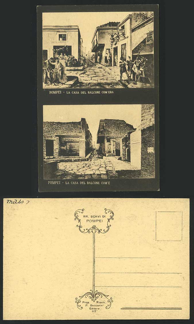 Italy Old Postcard POMPEI - La Casa del Balcone Com'era