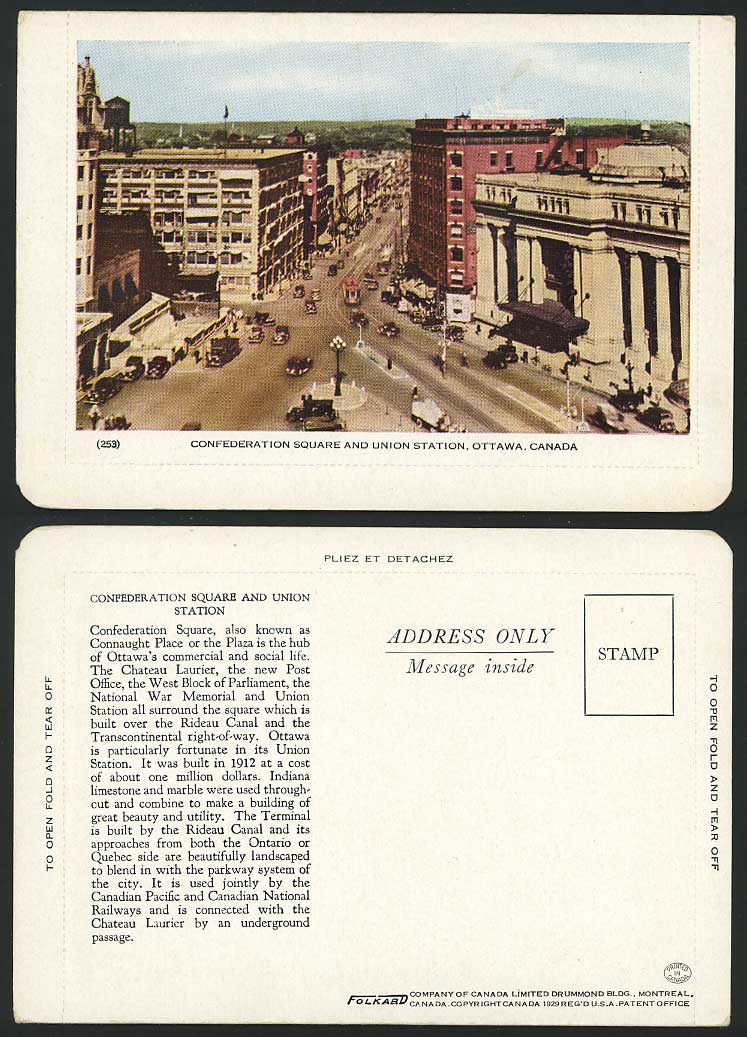 Ottawa Confederation Sq. & Union Station Old Lettercard