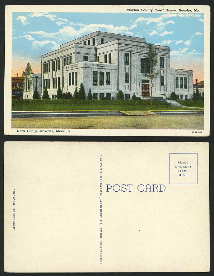 USA Old Postcard Newton County Court House - Neosho Mo.
