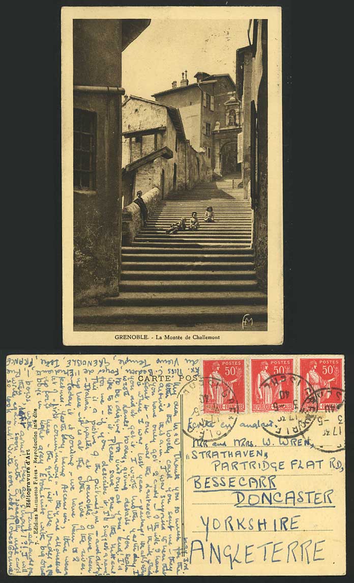 GRENOBLE 1940 Old Postcard Montee de Challemont - Steps