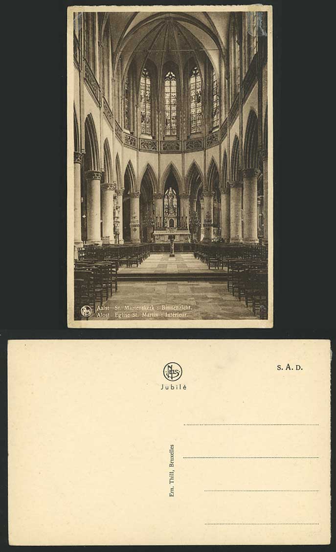 Belgium Old Postcard Aalst Alost Eglise St Martin Churh