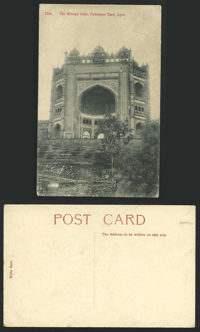 India Old Postcard FATEHPUR SIKRI The Bolund Gate, Agra