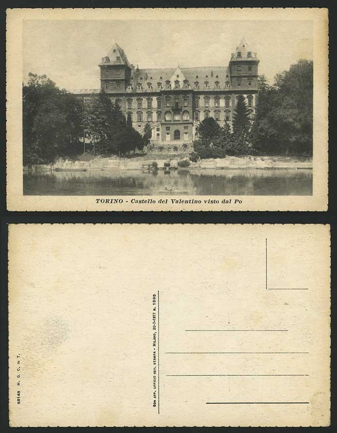 Italy TORINO Old Postcard Castello del Valentino dal Po