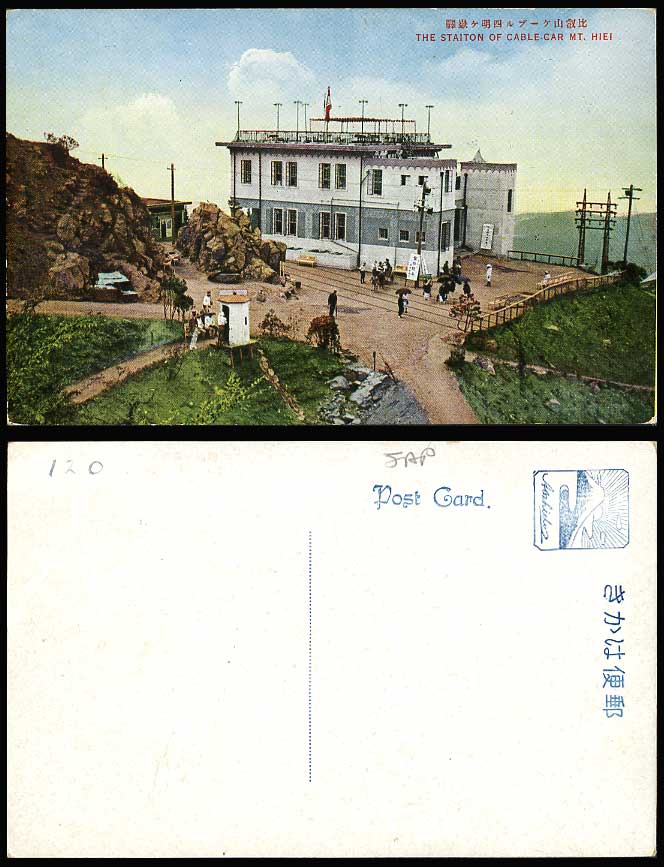 Japan Old Postcard Station of Cable-Car Mt. Hiei Mountain Aerial Tramway - Kyoto